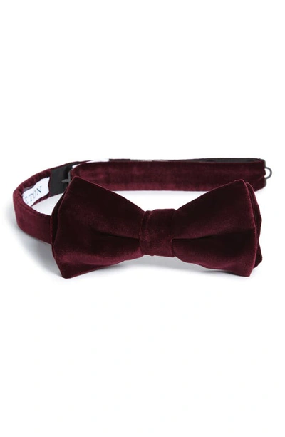 Shop Eton Velvet Bow Tie In Pink/red