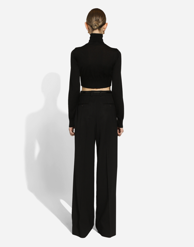 Shop Dolce & Gabbana Twill Palazzo Pants In Black