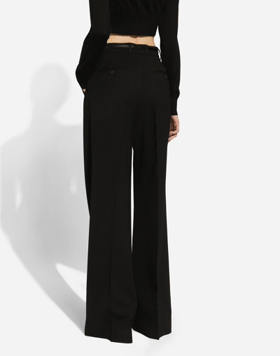 Shop Dolce & Gabbana Twill Palazzo Pants In Black