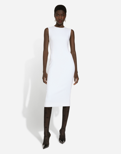 Shop Dolce & Gabbana Wool Sheath Dress In White