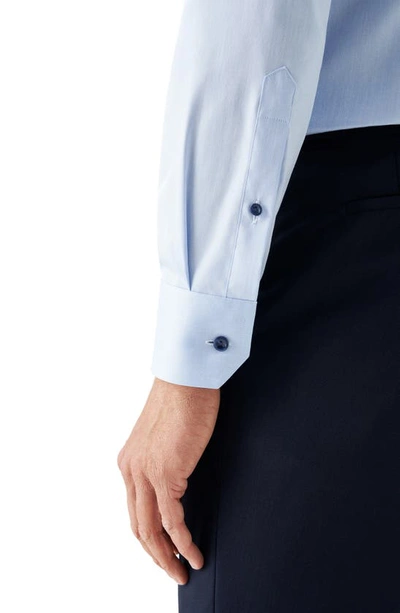 Eton Contemporary Fit Twill Shirt With Contrast Buttons In Lt/pastel Blue