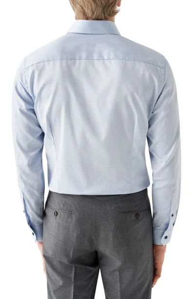 Eton Contemporary Fit Twill Shirt With Contrast Buttons In Lt/pastel Blue