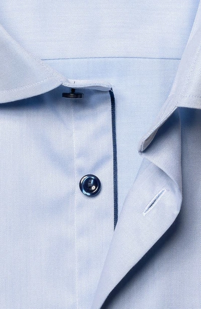 Eton Contemporary Fit Twill Shirt With Contrast Buttons In Lt/pastel Blue