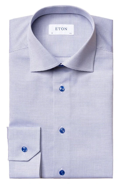 Eton Contemporary Fit Textured Solid Dress Shirt In Blue