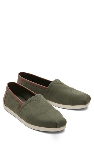 Shop Toms Alpargata Faux Leather Trim Slip-on Sneaker In Green