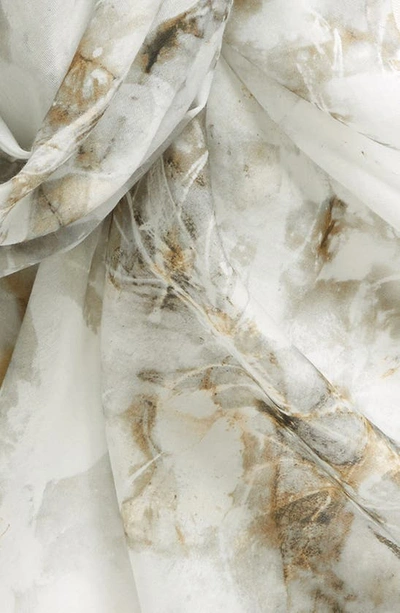 Shop Lafayette 148 Leaves Cotton & Silk Scarf In Pebble/ Yellow Yarrow