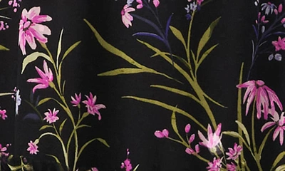 Shop Cece Floral Smocked Ruffle Swiss Dot Midi Dress In Rich Black