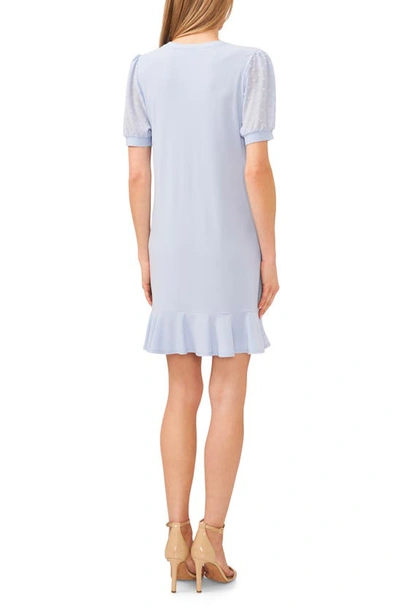 Shop Cece Clip Dot Puff Sleeve Dress In Blue Air