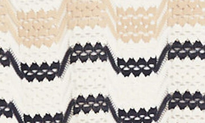 Shop Donna Morgan For Maggy Stripe Knit Midi Dress In Navy/ Tan/ Beige