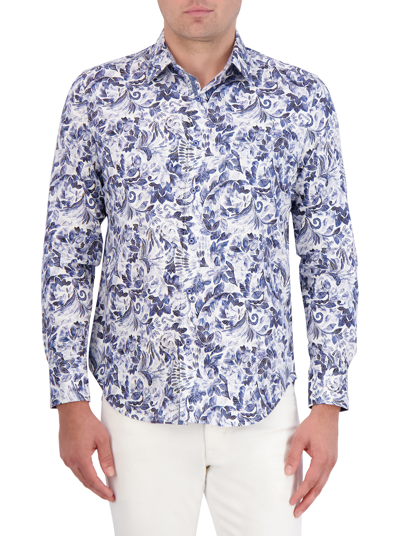 Shop Robert Graham Santa Cruz Long Sleeve Button Down Shirt In Blue