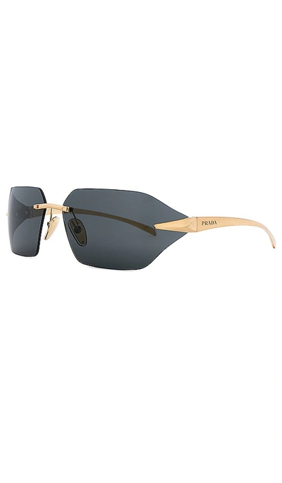 Shop Prada Rectangular Sunglasses In Satin Yellow Gold