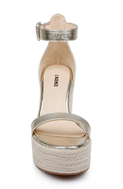 Shop L Agence Avice Ankle Strap Espadrille Platform Wedge Sandal In Gold