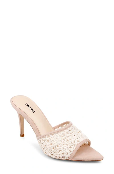 Shop L Agence Armande Pointed Toe Slide Sandal In Ecru/ Pecan