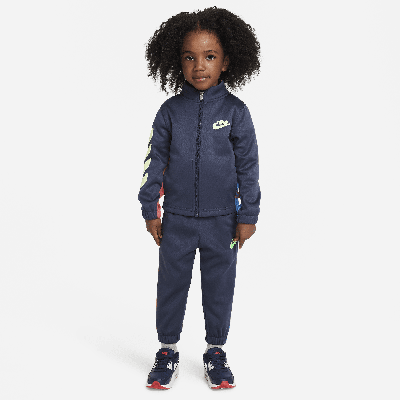 Shop Nike Dri-fit Colorblocked Toddler 2-piece Full-zip Set In Blue