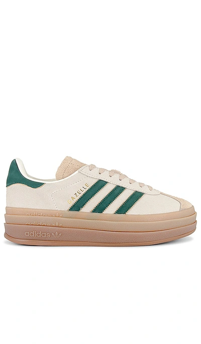 Adidas Originals Gazelle Bold Lace-up Sneakers In Cream White  Collegiate Green  & Magic B