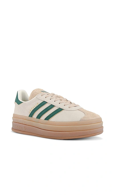 Adidas Originals Gazelle Bold Lace-up Sneakers In Cream White  Collegiate Green  & Magic B