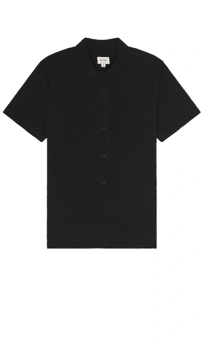 Shop Rhythm Classic Linen Short Sleeve Shirt In Vintage Black