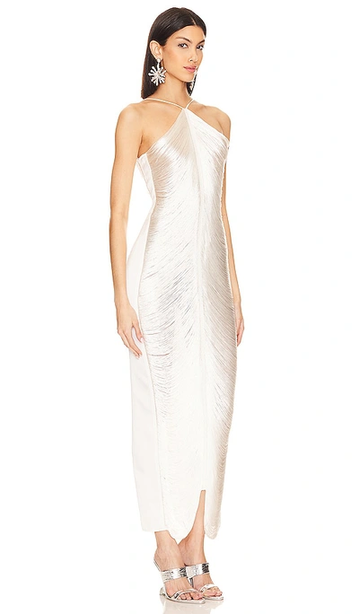 Cult Gaia Renata Halterneck Fringed Gown In Off White