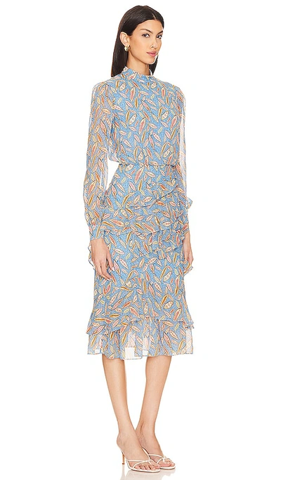 Saloni Women's Isa Ruffled Silk Georgette Teardrop Print Dress In Linden Sky