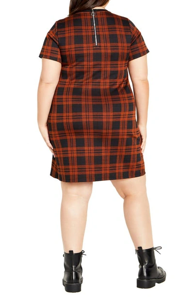 Shop City Chic Check Love Knit Dress In Caramel Check