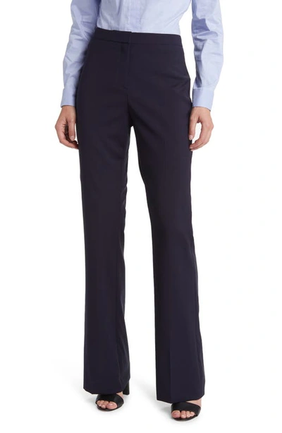 Shop Hugo Boss Tuleah Wool Flare Pants In Sky Captain