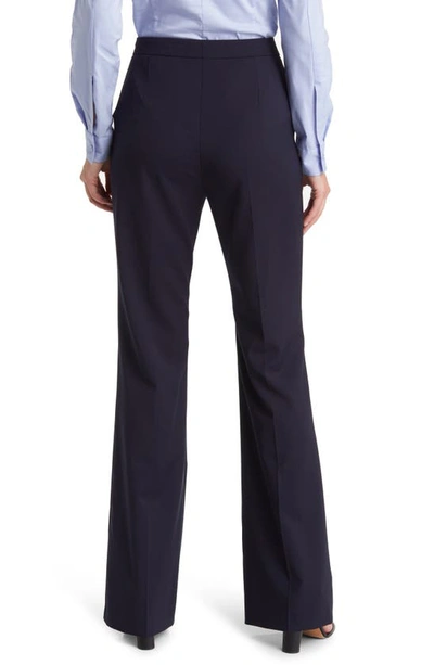 Shop Hugo Boss Boss Tuleah Wool Flare Pants In Sky Captain