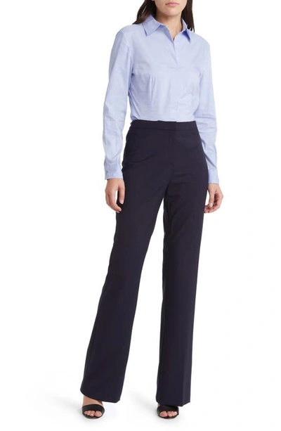 Shop Hugo Boss Tuleah Wool Flare Pants In Sky Captain