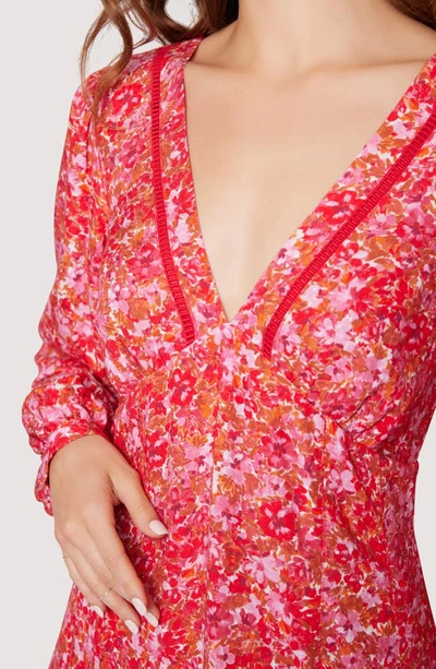 Shop Lost + Wander Petal Patch Floral Print Long Sleeve Minidress In Pink Floral