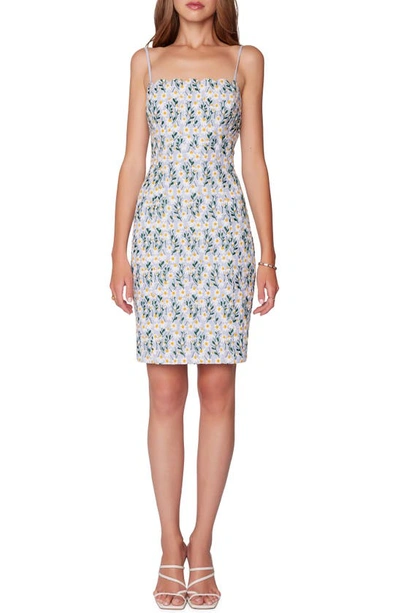 Shop Lost + Wander Breath Of Youth Floral Embroidery Cotton & Linen Minidress In Light Blue