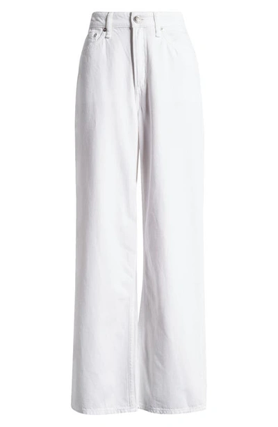 Shop Rag & Bone Featherweight Logan Mid Rise Wide Leg Jeans In Optic Whit