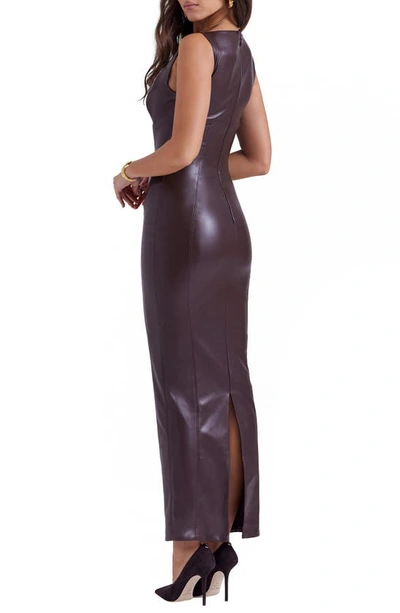 House Of Cb Sahara Faux Leather Body-con Maxi Dress In Cocoa