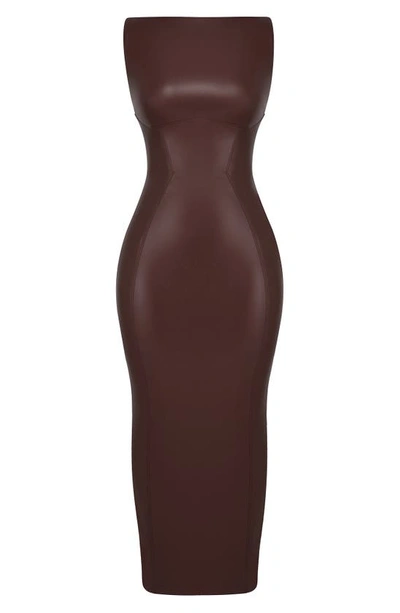 House Of Cb Sahara Faux Leather Body-con Maxi Dress In Cocoa