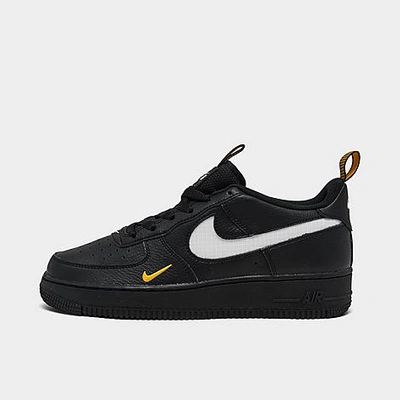 Shop Nike Big Kids' Air Force 1 Lv8 Casual Shoes In Black/white/university Gold