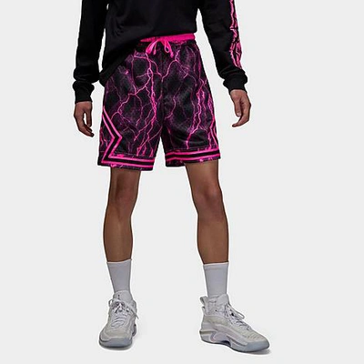Shop Nike Jordan Men's Dri-fit Sport Strike Print Diamond Basketball Shorts In Sport Black/hyper Pink/hyper Pink/hyper Pink