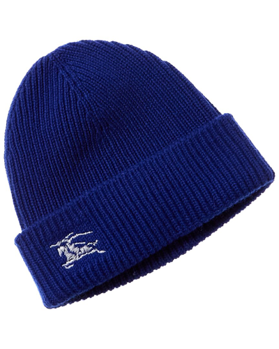 Shop Burberry Ribbed Cashmere Beanie In Blue