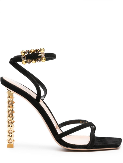Shop Gianvito Rossi Wonder 105mm Suede Sandals - Women's - Calf Leather/calf Suede In Black