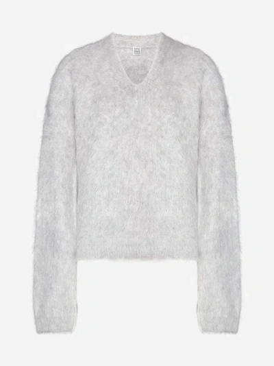 Shop Totême Alpaca Blend Sweater In Light Grey Melange