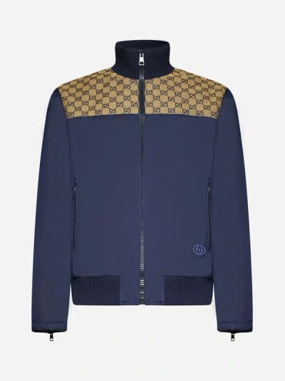 Shop Gucci Gg Motif Nylon Jacket In Caspian,beige