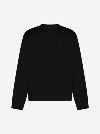 Shop Prada Logo-plaque Cotton-blend Sweatshirt In Black