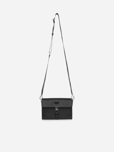Shop Prada Re-nylon And Saffiano Leather Bag In Black