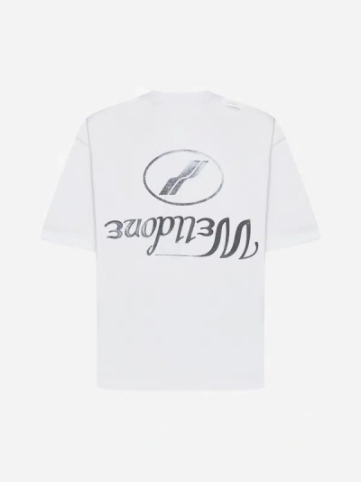 Shop We11 Done Destroyed Reverse Logo Cotton T-shirt In White