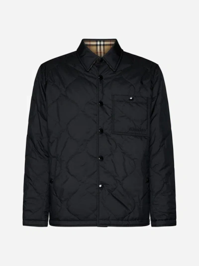 Shop Burberry Francis Quilted Nylon Reversible Jacket In Black,vintage Check
