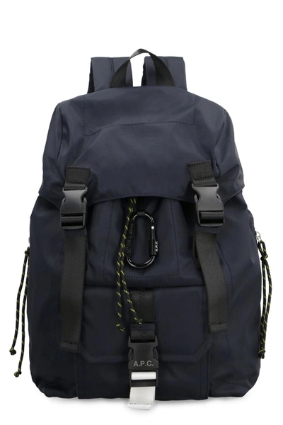 Shop Apc A.p.c. Logo Detail Nylon Backpack In Blue