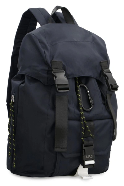 Shop Apc A.p.c. Logo Detail Nylon Backpack In Blue