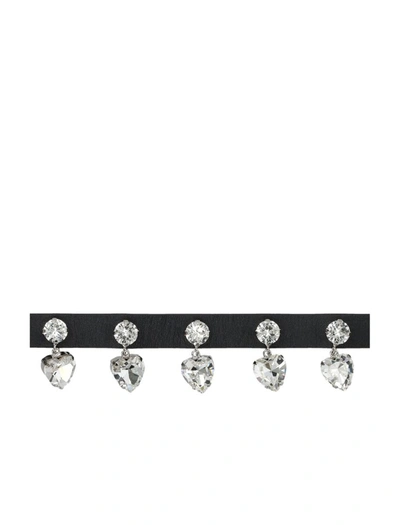Shop Alessandra Rich Chocker With Pendent Crystals In Black + Crystal