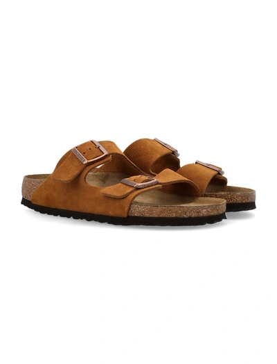 Shop Birkenstock Arizona Suede Sandals In Mink