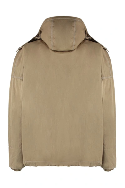 Shop Bottega Veneta Technical Fabric Hooded Jacket In Beige