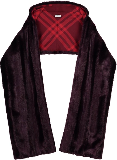 Shop Burberry Hooded Scarf In Burgundy