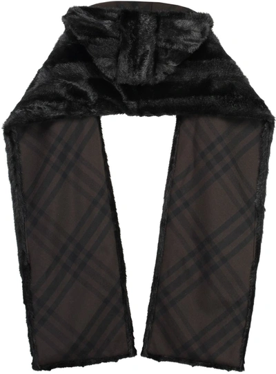 Shop Burberry Hooded Scarf In Black