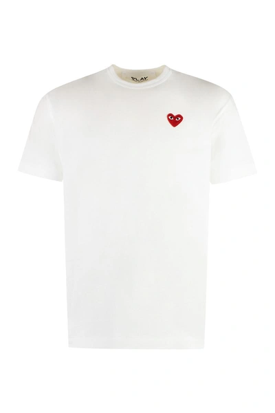 Shop Comme Des Garçons Play Logo Cotton T-shirt In White